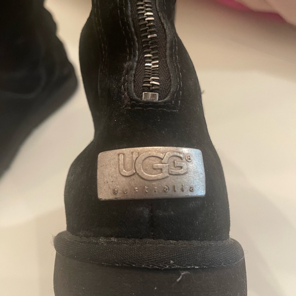 Ugg Tall Zip up boot. Black with silver zipper